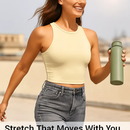 Cropped Tank Top for Women: Sleeveless, High Neck by LJGDeals