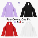 Off-the-Shoulder Blouse with V-Neck and Long Sleeves by LJGDeals