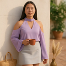 Off-the-Shoulder Blouse with V-Neck and Long Sleeves by LJGDeals