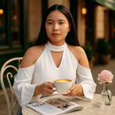 Off-the-Shoulder Blouse with V-Neck and Long Sleeves by LJGDeals