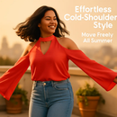 Off-the-Shoulder Blouse with V-Neck and Long Sleeves by LJGDeals