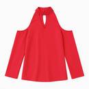 Off-the-Shoulder Blouse with V-Neck and Long Sleeves by LJGDeals