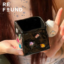 GobekUsa Diamond Ceramic Square Americana Coffee Mug Set - Handcrafted Jewelry Inspired Drinkware