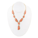 Genuine Orange Sponge Coral Golden Abstract Statement Necklace