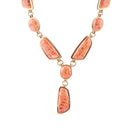 Genuine Orange Sponge Coral Golden Abstract Statement Necklace