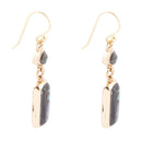 Geo Blue Abalone Golden Drop Earrings