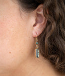 Geo Blue Abalone Golden Drop Earrings