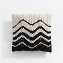GobekUsa Geo Knit Stripe Woven Square Pillow 45x45cm Black Ivory Insets