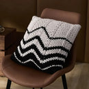 GobekUsa Geo Knit Stripe Woven Square Pillow 45x45cm Black Ivory Insets