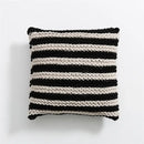 GobekUsa Geo Knit Stripe Woven Square Pillow 45x45cm Black Ivory Insets