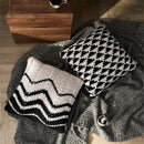 GobekUsa Geo Knit Stripe Woven Square Pillow 45x45cm Black Ivory Insets