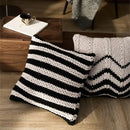GobekUsa Geo Knit Stripe Woven Square Pillow 45x45cm Black Ivory Insets