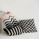 GobekUsa Geo Knit Stripe Woven Square Pillow 45x45cm Black Ivory Insets