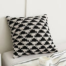 GobekUsa Geo Knit Stripe Woven Square Pillow 45x45cm Black Ivory Insets