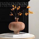 GobekUsa Geometric Abstract Ceramic Flower Vase Bottle - Handcrafted Home Decor Pottery