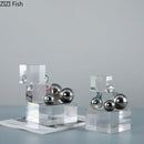 GobekUsa Crystal Ladder Silver Ball Desk Ornament Geometric Block Room Decor