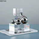 GobekUsa Crystal Ladder Silver Ball Desk Ornament Geometric Block Room Decor