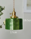 GobekUsa Green Glass Pendant Light for Bedroom Dinning Living Room