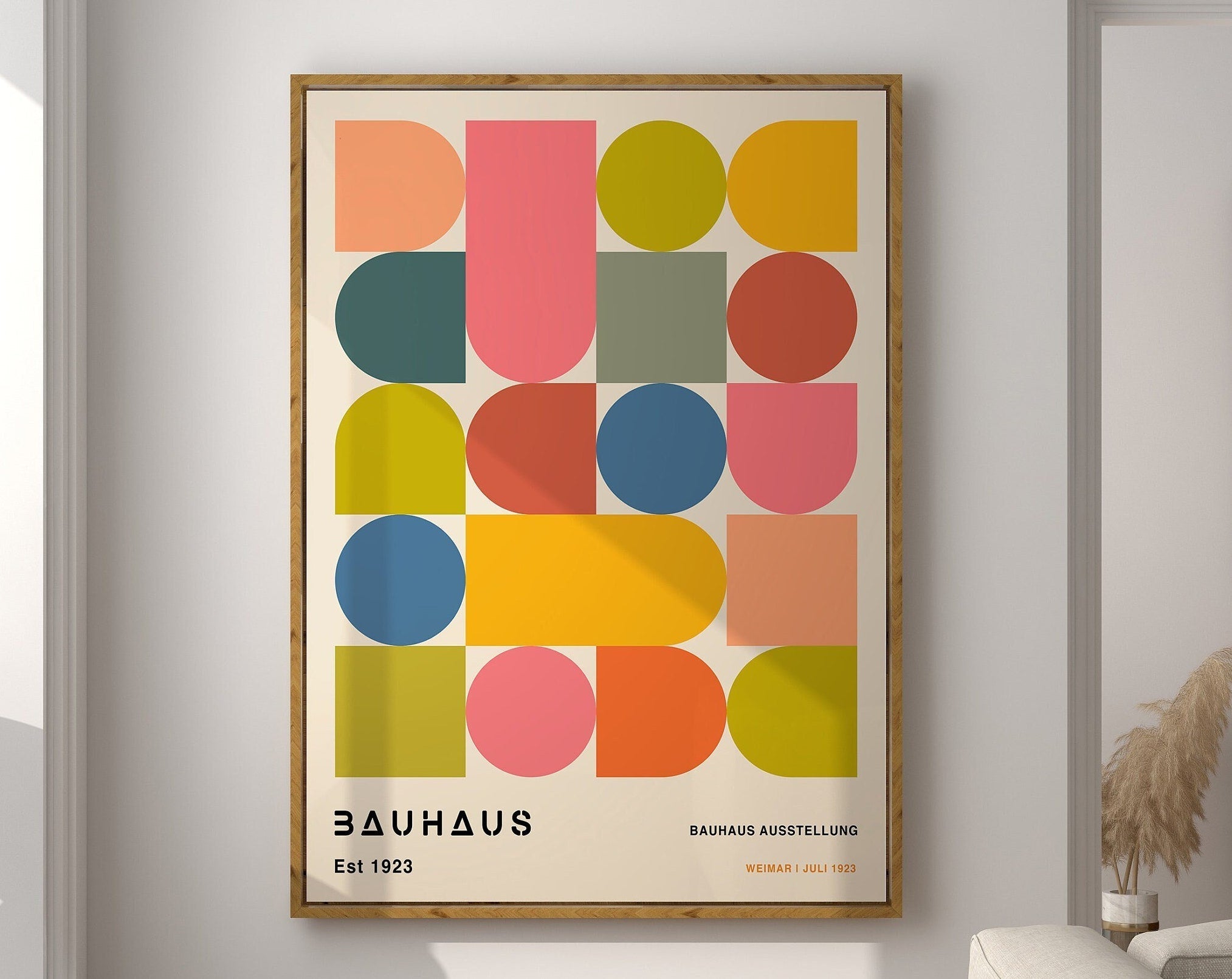 Geometric Bauhaus Canvas Poster: Modern Retro Wall Art