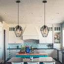 Geometric black birdcage diamond ceiling pendant light living room by Decorbites
