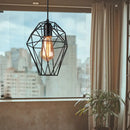 Geometric black birdcage diamond ceiling pendant light living room by Decorbites