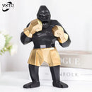 Geometric black & gold king kong gorilla sculpture office desk decor by Decorbites