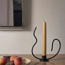 GobekUsa Geometric Black Metal Candlestick Candelabrum - Handcrafted Home Decor & Wedding Centerpiece