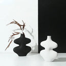 GobekUsa Geometric Ceramic Vase Set Black White Crafts Home Decor Flower Arrangement