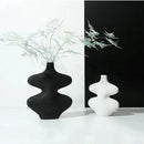 GobekUsa Geometric Ceramic Vase Set Black White Crafts Home Decor Flower Arrangement
