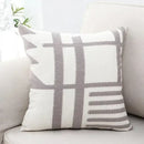 Geometric black & white embroidered burlap cushion cover living room by Decorbites