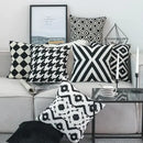 Geometric black & white embroidered cushion cover living room decor by Decorbites
