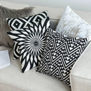 Geometric black & white embroidered cushion cover living room decor by Decorbites