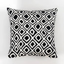 Geometric black & white embroidered cushion cover living room decor by Decorbites