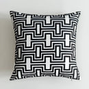 Geometric black & white embroidered cushion cover living room decor by Decorbites