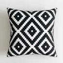 Geometric black & white embroidered cushion cover living room decor by Decorbites