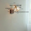 GobekUsa Brass LED Wall Lights Rotatable Blue Glass Dining Room Stair Light