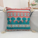 Geometric bohemian pillow case mustard yellow tassels living room by Decorbites