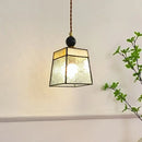 Geometric brass and clear glass led pendant light dining room by Decorbites