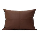 GobekUsa Geometric Brown Leather Splicing Throw Pillow Cover 45x45cm Luxe Square Cushion Case