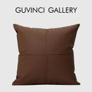 GobekUsa Geometric Brown Leather Splicing Throw Pillow Cover 45x45cm Luxe Square Cushion Case