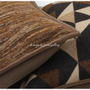 GobekUsa Geometric Brown Leather Splicing Throw Pillow Cover 45x45cm Luxe Square Cushion Case