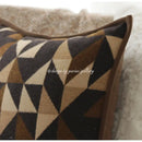 GobekUsa Geometric Brown Leather Splicing Throw Pillow Cover 45x45cm Luxe Square Cushion Case