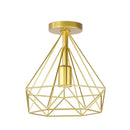 Geometric cage iron ceiling light fixture dining room exposed bulb by Decorbites