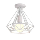 Geometric cage iron ceiling light fixture dining room exposed bulb by Decorbites