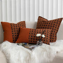 GobekUsa Caramel Color Velvet Sofa Pillowcase with Geometric Panelled Cushion Cover