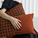 GobekUsa Caramel Color Velvet Sofa Pillowcase with Geometric Panelled Cushion Cover