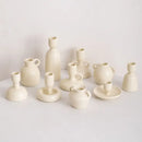 Geometric ceramic candle holder set – living room cream decor by Decorbites