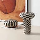 GobekUsa Geometric Check Ceramic Vase for Home Decor and Floral Arrangements