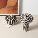 GobekUsa Geometric Check Ceramic Vase for Home Decor and Floral Arrangements