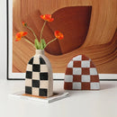 GobekUsa Geometric Check Ceramic Vase for Stylish Flower Arrangements